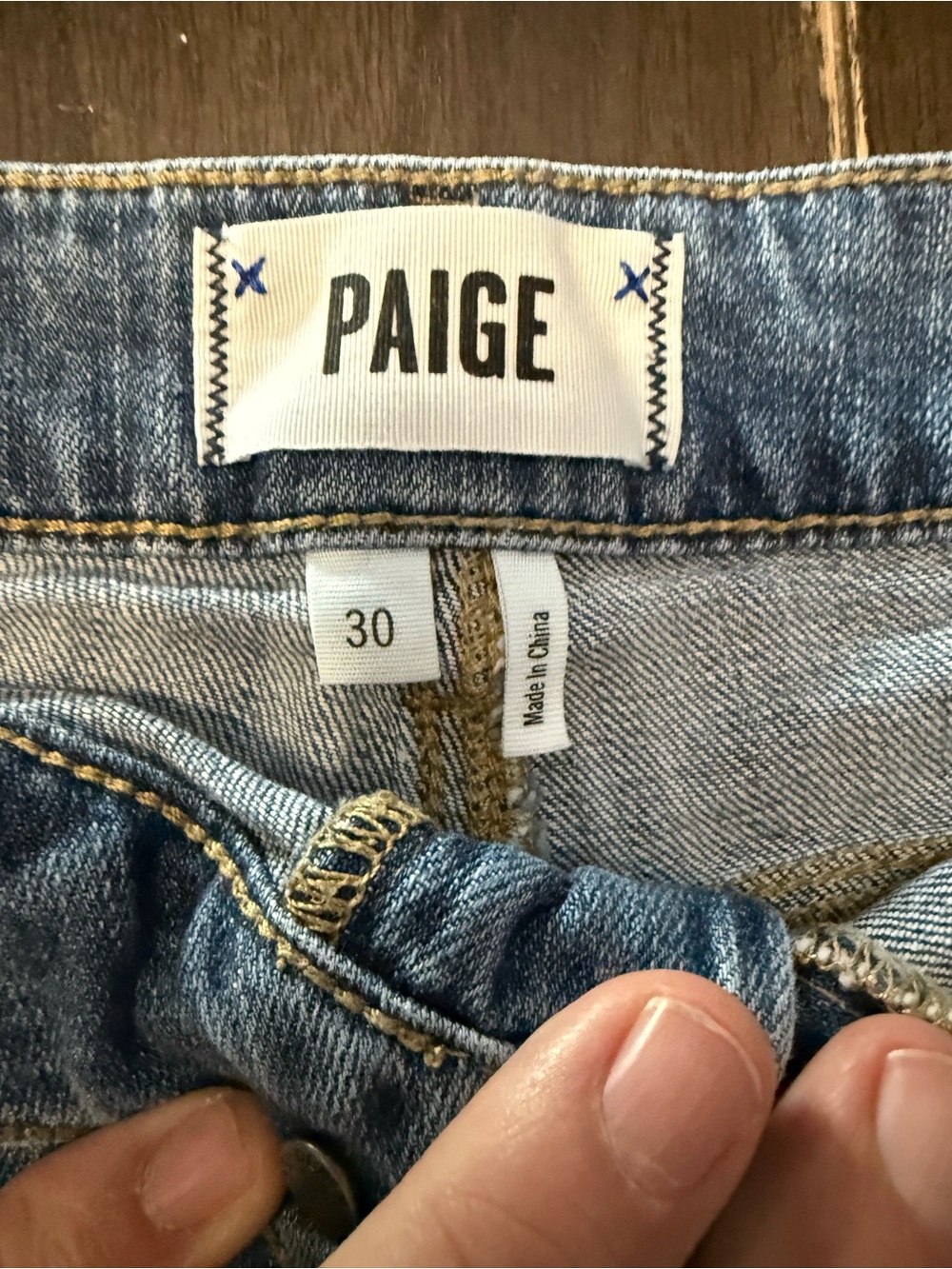 PAIGE Blue Rolled Cuff Denim Shorts - Picture 3 of 5